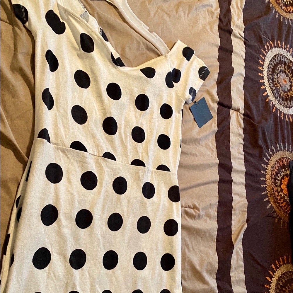 Polka dot NWT ASOS Bardot off the shoulder dress
